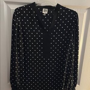 Anne Klein Black and White Polka Dot Blouse